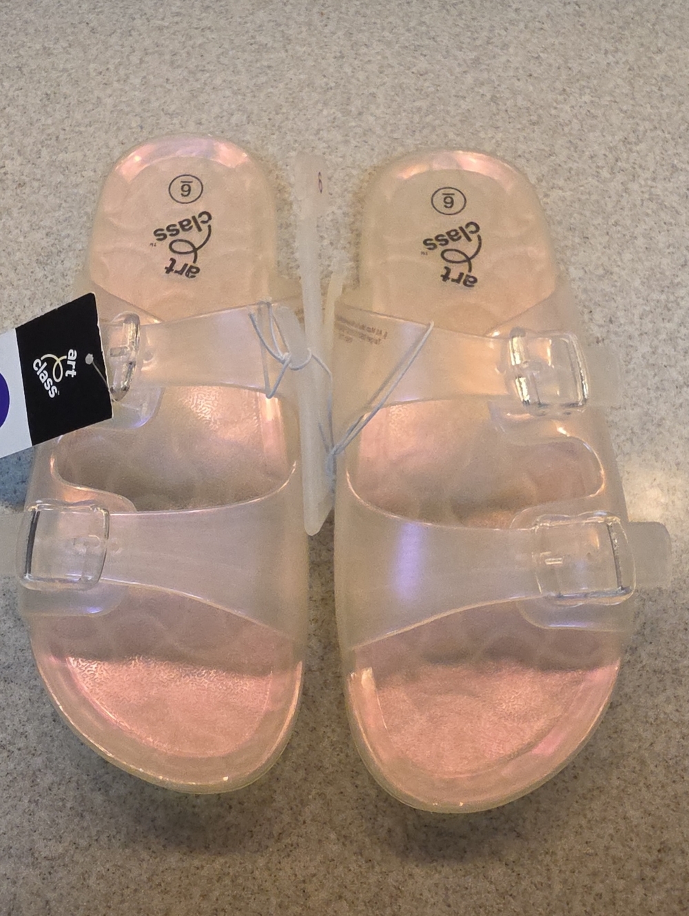 Art Class Clear Pink Jelly Slide Sandals - Women